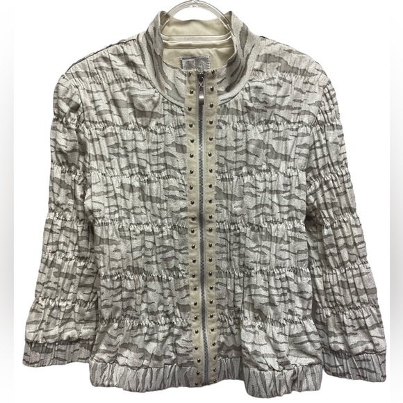 Roberta Makali Animal Print Zip Front Jacket Size Large - Picture 1 of 6